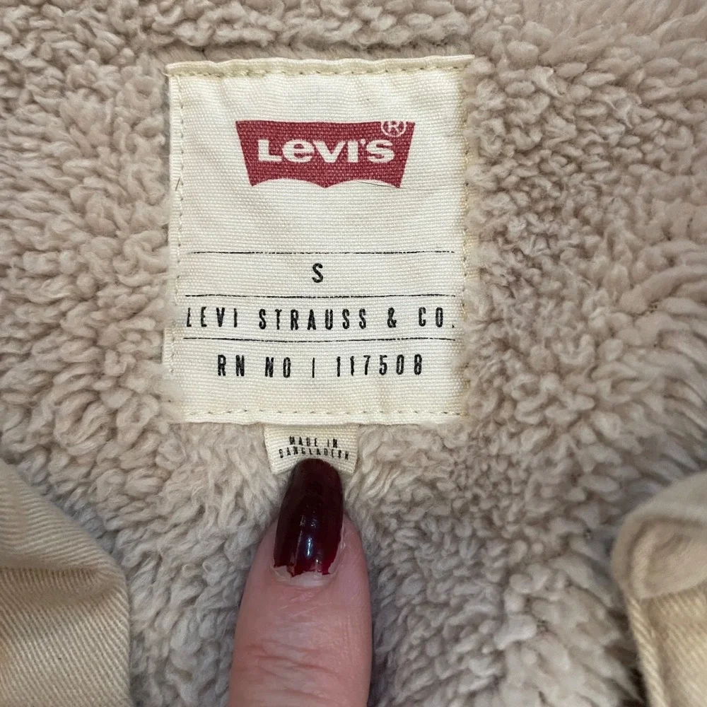 Levi Shirt Jacket Mens S Tan Cotton Sherpa Lined Utility Work Shacket 3LYLW7252